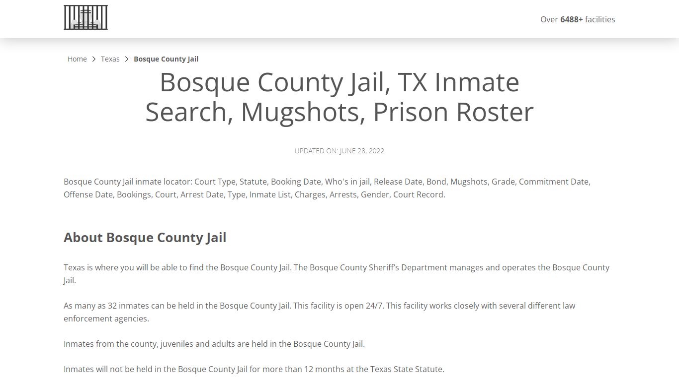 Bosque County Jail, TX Inmate Search, Mugshots, Prison Roster